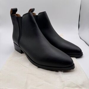 Nisolo Black Leather Chelsea Boots Women's 10 Ankle Booties Made in Peru Slip-On
